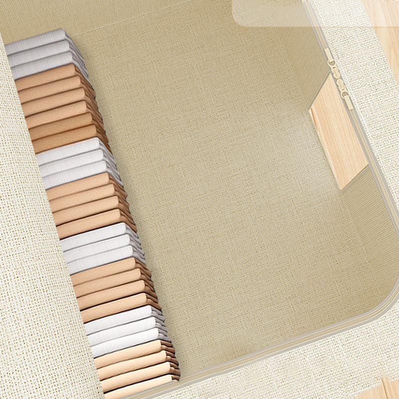 Natural Burlap Foldable Storage Box With Steel Frame