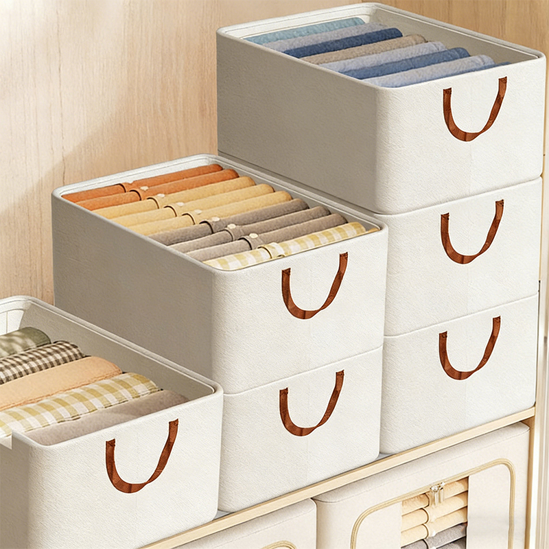 Cotton Linen Drawer Storage Box Closet Organizer