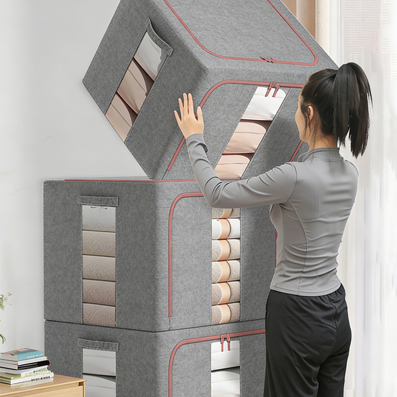 Household Cotton Linen Storage Box Organizer